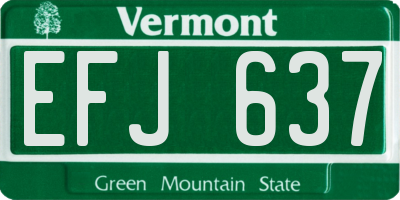 VT license plate EFJ637