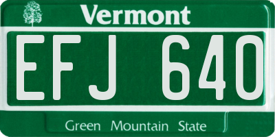 VT license plate EFJ640