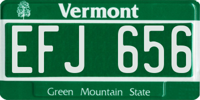 VT license plate EFJ656