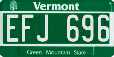 VT license plate EFJ696