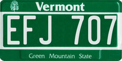 VT license plate EFJ707
