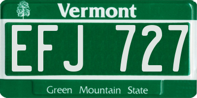 VT license plate EFJ727
