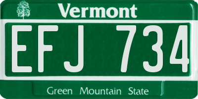 VT license plate EFJ734