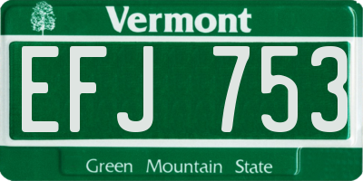 VT license plate EFJ753