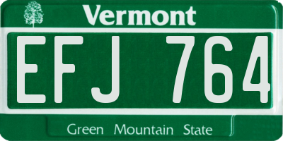 VT license plate EFJ764