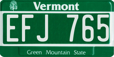 VT license plate EFJ765