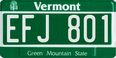 VT license plate EFJ801