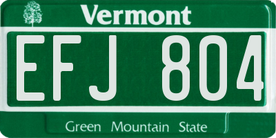 VT license plate EFJ804