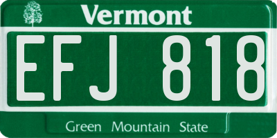 VT license plate EFJ818