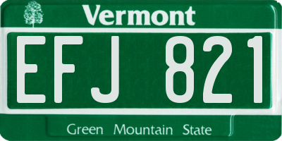 VT license plate EFJ821