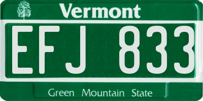 VT license plate EFJ833