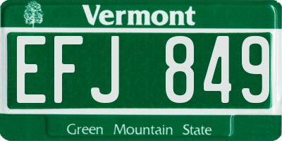 VT license plate EFJ849