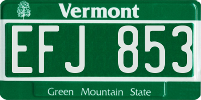 VT license plate EFJ853