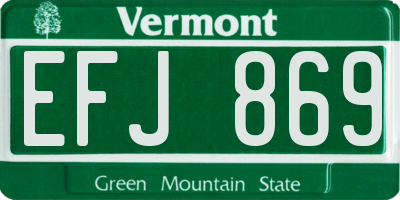 VT license plate EFJ869