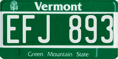 VT license plate EFJ893