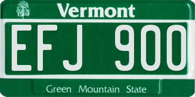 VT license plate EFJ900
