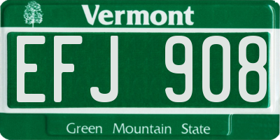 VT license plate EFJ908