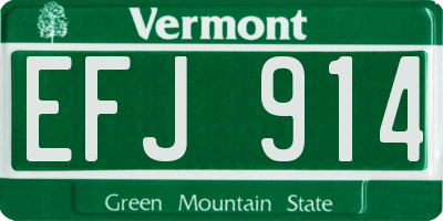 VT license plate EFJ914