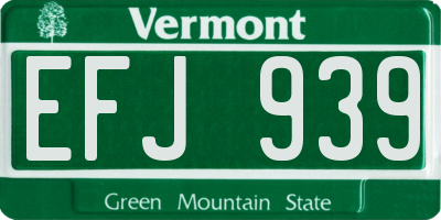 VT license plate EFJ939