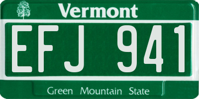 VT license plate EFJ941