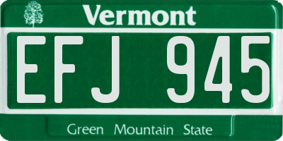 VT license plate EFJ945