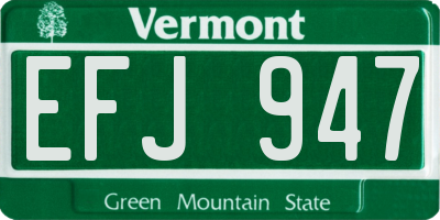 VT license plate EFJ947