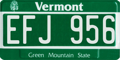 VT license plate EFJ956
