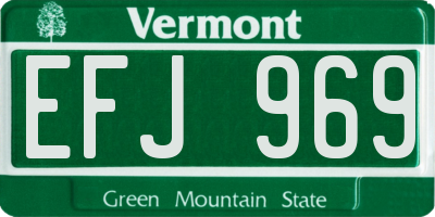 VT license plate EFJ969