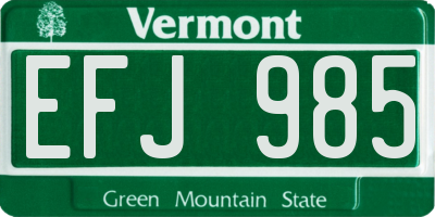VT license plate EFJ985