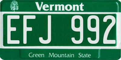 VT license plate EFJ992