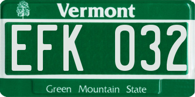 VT license plate EFK032