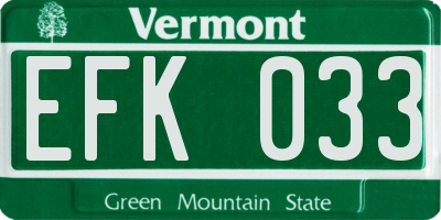 VT license plate EFK033