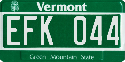 VT license plate EFK044
