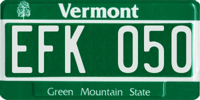 VT license plate EFK050