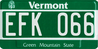 VT license plate EFK066