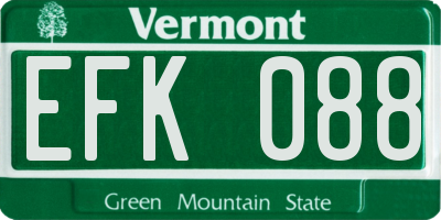 VT license plate EFK088