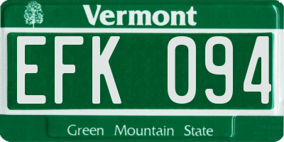 VT license plate EFK094