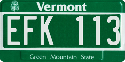 VT license plate EFK113