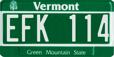 VT license plate EFK114