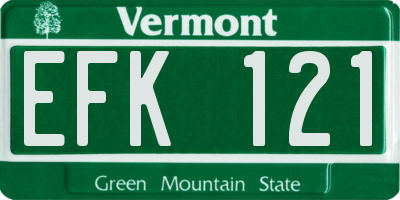 VT license plate EFK121