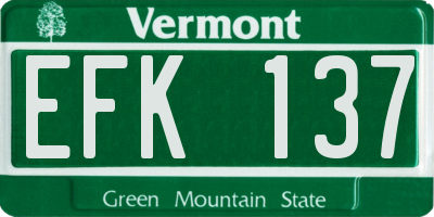 VT license plate EFK137
