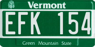 VT license plate EFK154
