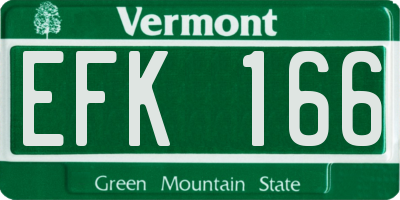 VT license plate EFK166