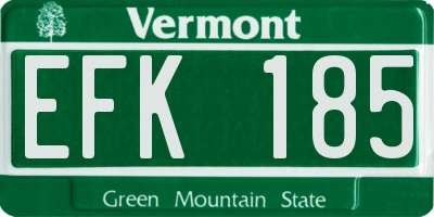 VT license plate EFK185