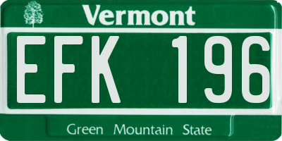VT license plate EFK196