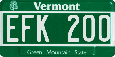 VT license plate EFK200