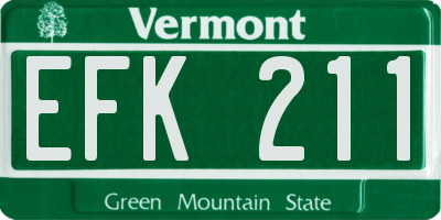 VT license plate EFK211