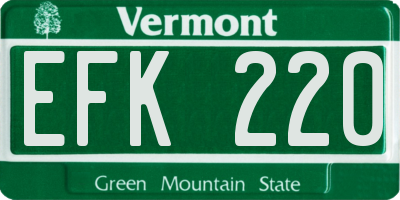 VT license plate EFK220