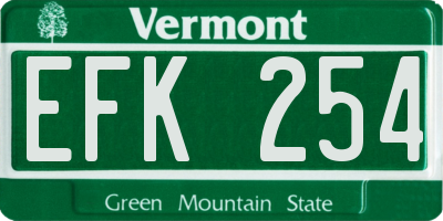VT license plate EFK254