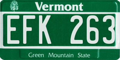 VT license plate EFK263